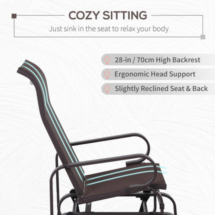 Outdoor Gliding Rocking Chair with Metal Frame for Patio, Garden & Poolside - Brown