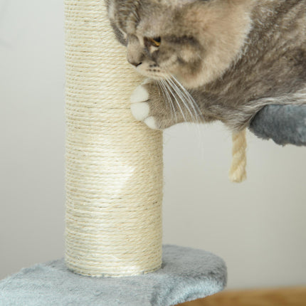 65 cm Cat Tree with 2 Perches, Sisal Scratching Post & Hanging Rope Kitten Activity Center - Grey