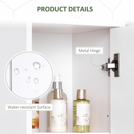 Slim Tall Bathroom Cabinet with 2 Doors & Adjustable Shelves - White