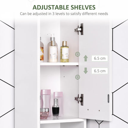 Slim Tall Bathroom Cabinet with 2 Doors & Adjustable Shelves - White