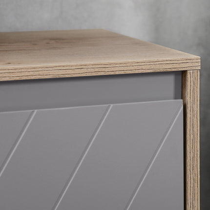 Under Sink Storage Cabinet with Adjustable Shelf 2 Doors Floor Standing Bathroom Cupboard - Grey Oak
