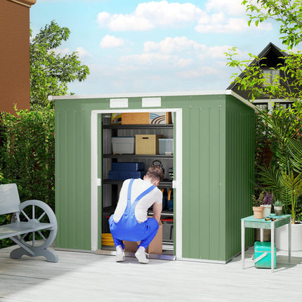 Large Metal Garden Storage Shed with Double Doors and Ventilation - Grey