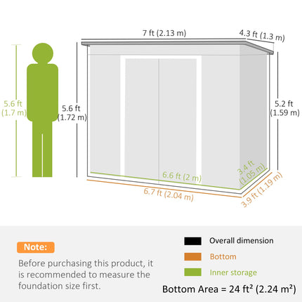 Large Metal Garden Storage Shed with Double Doors and Ventilation - Grey