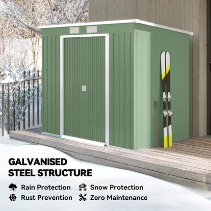 Large Metal Garden Storage Shed with Double Doors and Ventilation - Grey