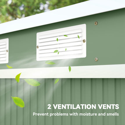 Large Metal Garden Storage Shed with Double Doors and Ventilation - Grey