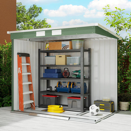 Large Metal Garden Storage Shed with Double Doors and Ventilation - Grey