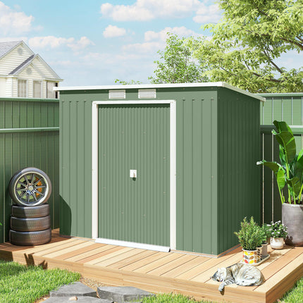 Large Metal Garden Storage Shed with Double Doors and Ventilation - Grey