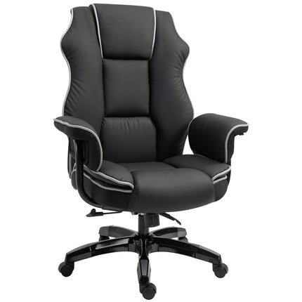 PU Leather Padded High-Back Ergonomic Office Gaming Chair with Armrests and Adjustable Height - Black