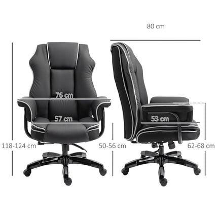 PU Leather Padded High-Back Ergonomic Office Gaming Chair with Armrests and Adjustable Height - Black