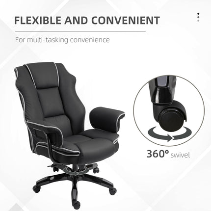 PU Leather Padded High-Back Ergonomic Office Gaming Chair with Armrests and Adjustable Height - Black