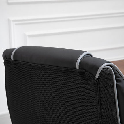 PU Leather Padded High-Back Ergonomic Office Gaming Chair with Armrests and Adjustable Height - Black