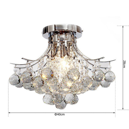 3 Lights Modern Ceiling Chandelier Pendant with Transparent K9 Crystal Droplets D40x28H cm - Transparent