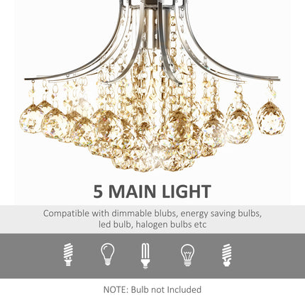 3 Lights Modern Ceiling Chandelier Pendant with Transparent K9 Crystal Droplets D40x28H cm - Transparent