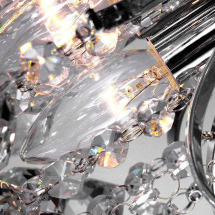 3 Lights Modern Ceiling Chandelier Pendant with Transparent K9 Crystal Droplets D40x28H cm - Transparent