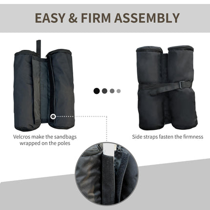 4pcs Gazebo Leg Weight Sand Bags for Marquee Tent Canopy - Black