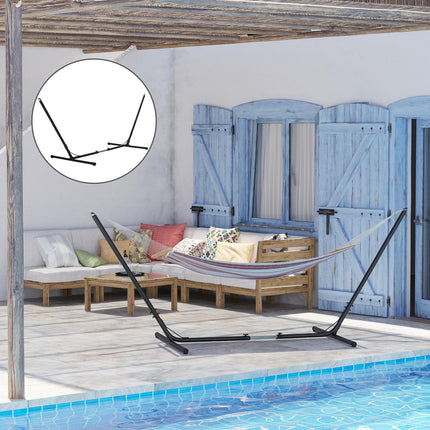 Adjustable 3.1–3.8m Universal Metal Hammock Stand for Garden Camping Patio – Black