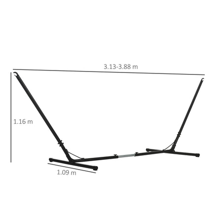 Adjustable 3.1–3.8m Universal Metal Hammock Stand for Garden Camping Patio – Black