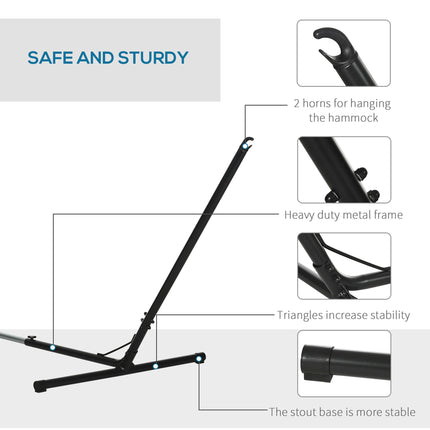 Adjustable 3.1–3.8m Universal Metal Hammock Stand for Garden Camping Patio – Black