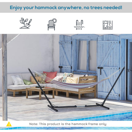 Adjustable 3.1–3.8m Universal Metal Hammock Stand for Garden Camping Patio – Black