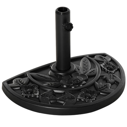 Half Round Weighted Parasol Base with Engraved Design - Black