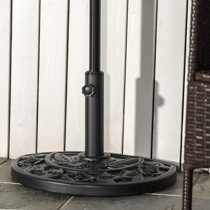 Half Round Weighted Parasol Base with Engraved Design - Black