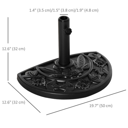 Half Round Weighted Parasol Base with Engraved Design - Black