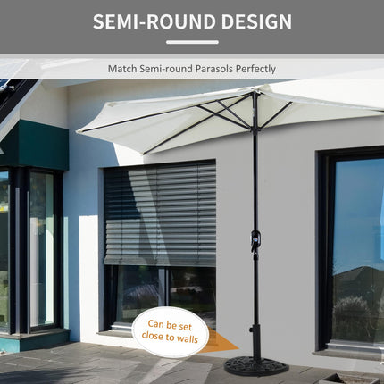 Half Round Weighted Parasol Base with Engraved Design - Black
