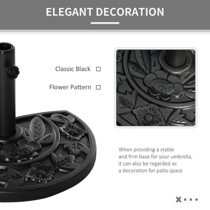 Half Round Weighted Parasol Base with Engraved Design - Black