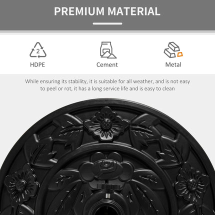 Half Round Weighted Parasol Base with Engraved Design - Black