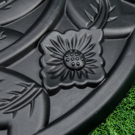 Half Round Weighted Parasol Base with Engraved Design - Black