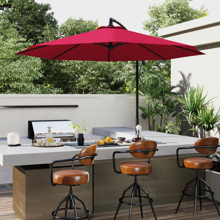 Cantilever Umbrella Parasol Hanging Banana Steel Dark Green 3M Patio Wine Red