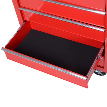 5 Drawer Roller Tool Cabinet Workshop Chest with Handle and Wheels - Red