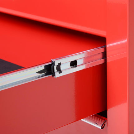 5 Drawer Roller Tool Cabinet Workshop Chest with Handle and Wheels - Red