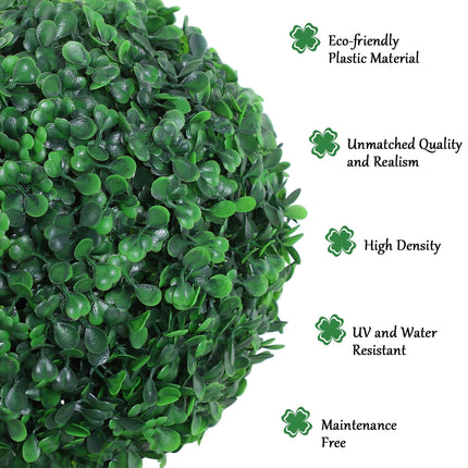 Set of 2 Artificial Boxwood Ball Topiary Trees 112cm - Green
