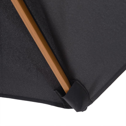 2.5m Wooden Garden Patio Parasol with Pulley Mechanism - Black