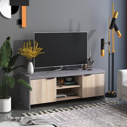 Wooden 1.2M TV Stand Cabinet with Storage for DVD CD Media - Grey