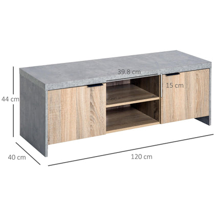 Wooden 1.2M TV Stand Cabinet with Storage for DVD CD Media - Grey