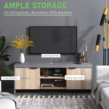 Wooden 1.2M TV Stand Cabinet with Storage for DVD CD Media - Grey
