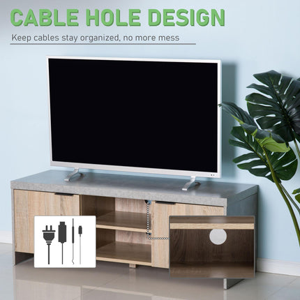 Wooden 1.2M TV Stand Cabinet with Storage for DVD CD Media - Grey