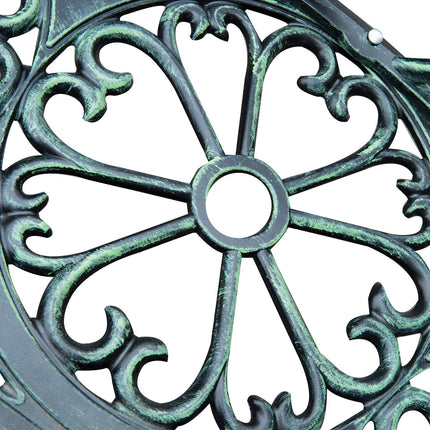 Cast Aluminium Outdoor Garden Patio Bench with Antique Rose Design - Green
