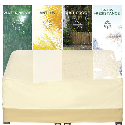 Waterproof 3 Seat Rattan Patio Furniture Cover 600D Oxford Cloth - Beige and Coffee
