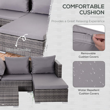 3 Piece Outdoor Garden Rattan Furniture Set with Storage Table - Grey