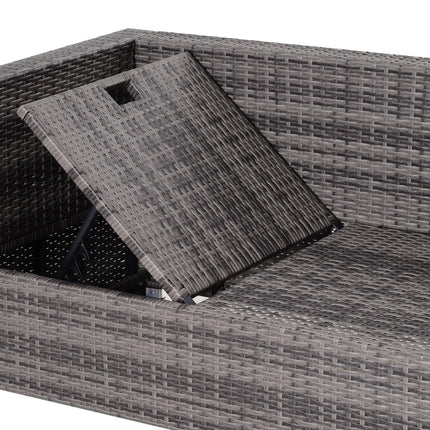3 Piece Outdoor Garden Rattan Furniture Set with Storage Table - Grey