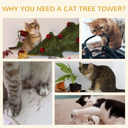 Cat Scratching Barrel Kitten Tree Tower with Sisal and Seaweed Rope - Khaki Brown