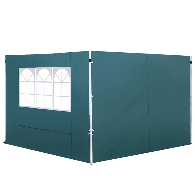 3m Gazebo Exchangeable Side Panels with Windows - Green