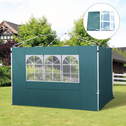 3m Gazebo Exchangeable Side Panels with Windows - Green