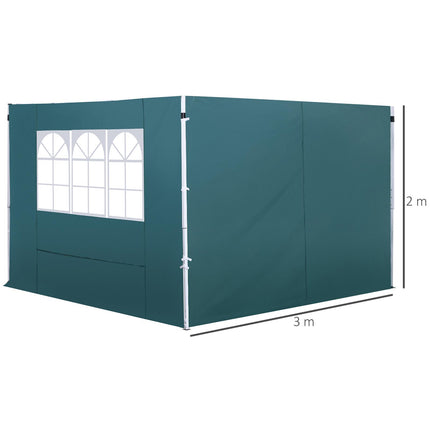 3m Gazebo Exchangeable Side Panels with Windows - Green