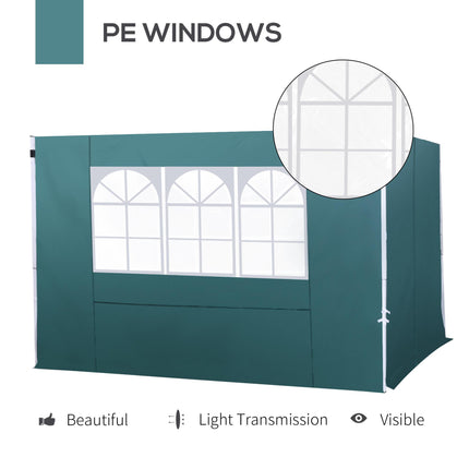 3m Gazebo Exchangeable Side Panels with Windows - Green