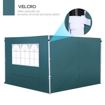3m Gazebo Exchangeable Side Panels with Windows - Green