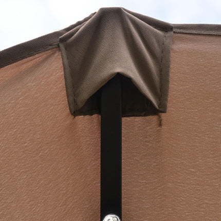 4.4m Double-Sided Garden Parasol with Solar LED Light - Khaki